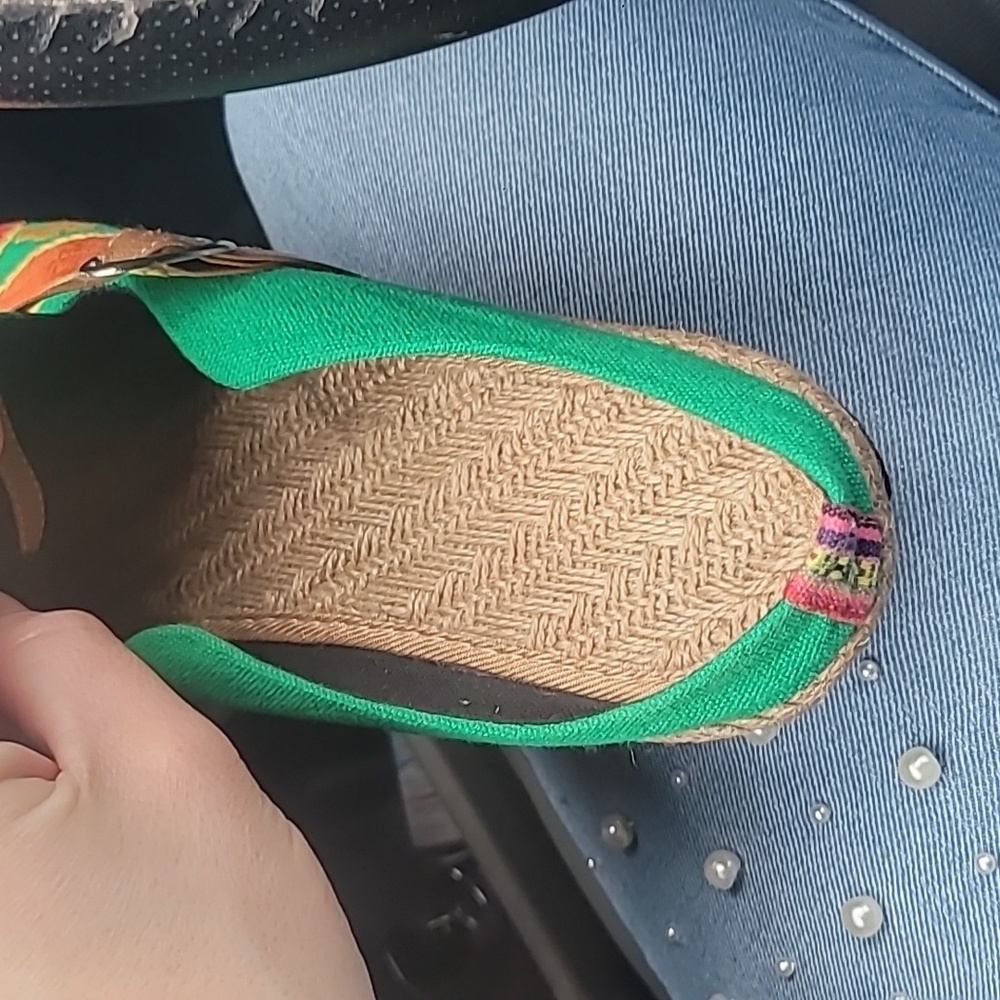 Nwot Cactus Rose Green and Orange Mules Slip Ons Size 42/10 Women - Picture 6 of 6